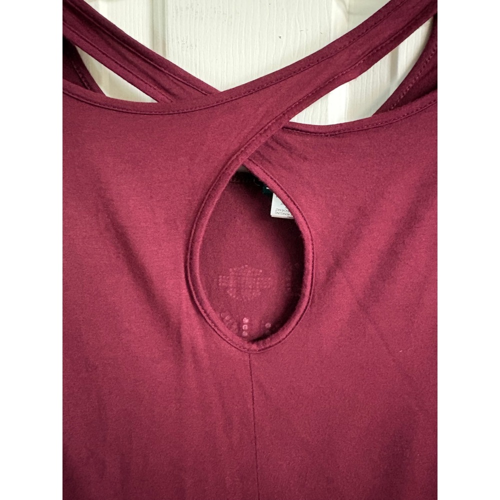 Harley Davidson Womens XL Rhinestone Logo Tee Burgundy Crisscross Back Shirt - Picture 9 of 9